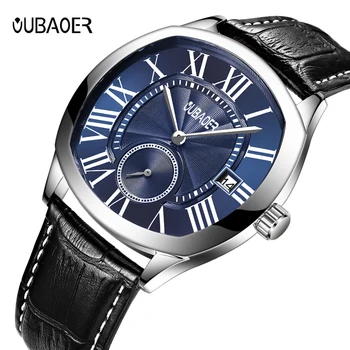 

2019 OUBAOER Top brands Men Watches Men Sport Quartz Watch Fashion Business Leather Strap Watch Waterproof Date Wristwatch Reloj