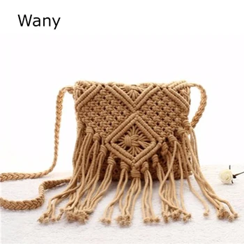 

Beach Bohemian Tassel Shoulder Bag Fashion Weave Feminina Women Crochet Fringed Messenger Bags Tassels Cross Bag Handbag