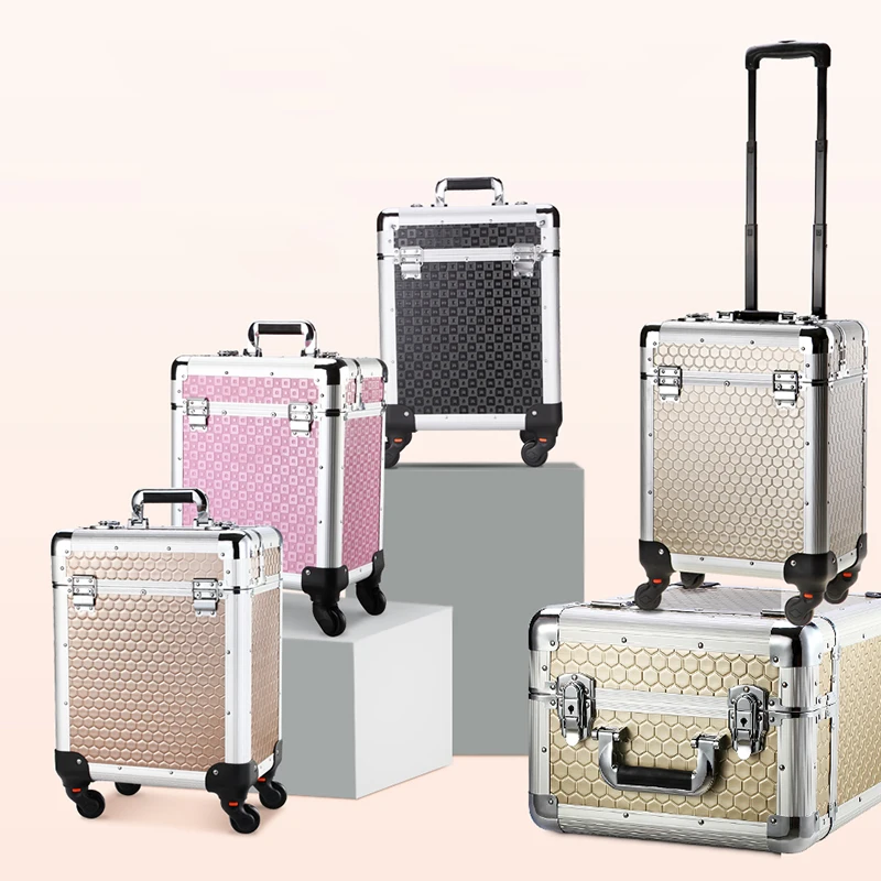 Профессиональный косметический чемодан на колесиках для ногтей, косметический Полупостоянный Набор инструментов с чемоданом для визажиста, большие поставки