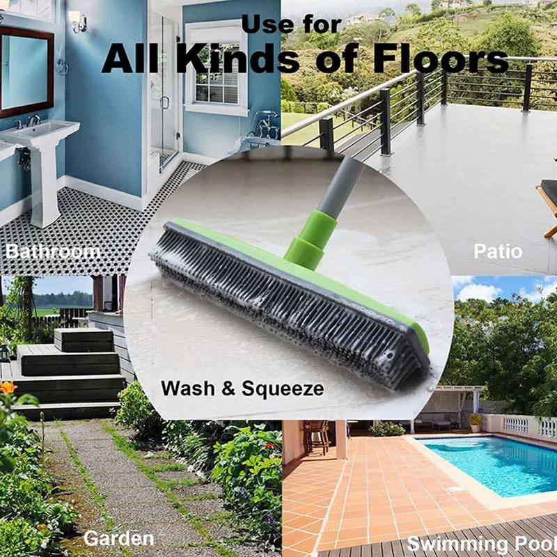 Skup Nowa guma miotła sierść zwierząt Lint urządzenie do usuwania szczeciny teleskopowe czyste zamiatarka ściągaczka Scratch włosia długie Push miotła