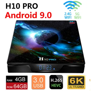 

NEW H10 PRO Android OS 9.0 TV BOX Allwinner H603 Quad Core 4GB DDR3 64GB Set Top Box 2.4G/5G Dual wifi Support 6K Media Player