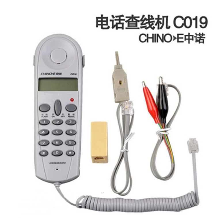 Grey wire tracker CTT Netcom Telecom Check line survey cable C019 telephone Tester FSK/DTMF dual ID 110 to alligator clip set network wire tester