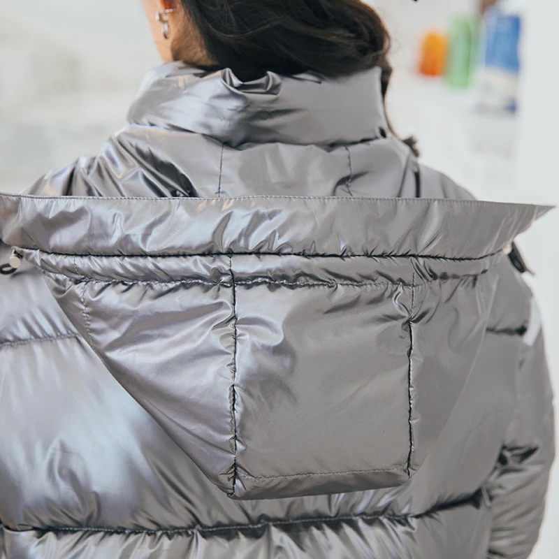 Новая короткая пуховая куртка с хлопковой подкладкой, женская зимняя качественная утепленная куртка с капюшоном, блестящая одежда с хлопковой подкладкой