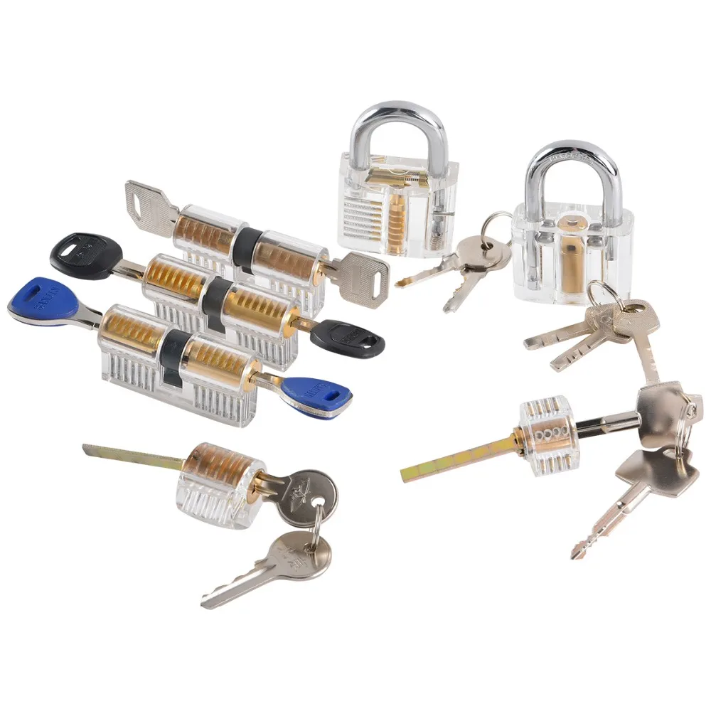 7pcs-Transparent-Locks-Combination-Practice-Locksmith-Training