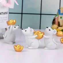 1 шт. креативные милые украшения в виде мыши, подарок с героями мультфильмов, маленькие животные из смолы, искусственные декоративные украшения для дома, фэн-шуй
