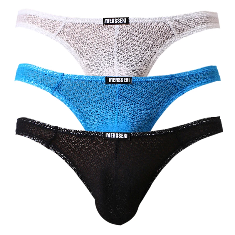3 шт./лот Мужские дышащие сетчатые трусы стринги Нижнее белье с низкой посадкой