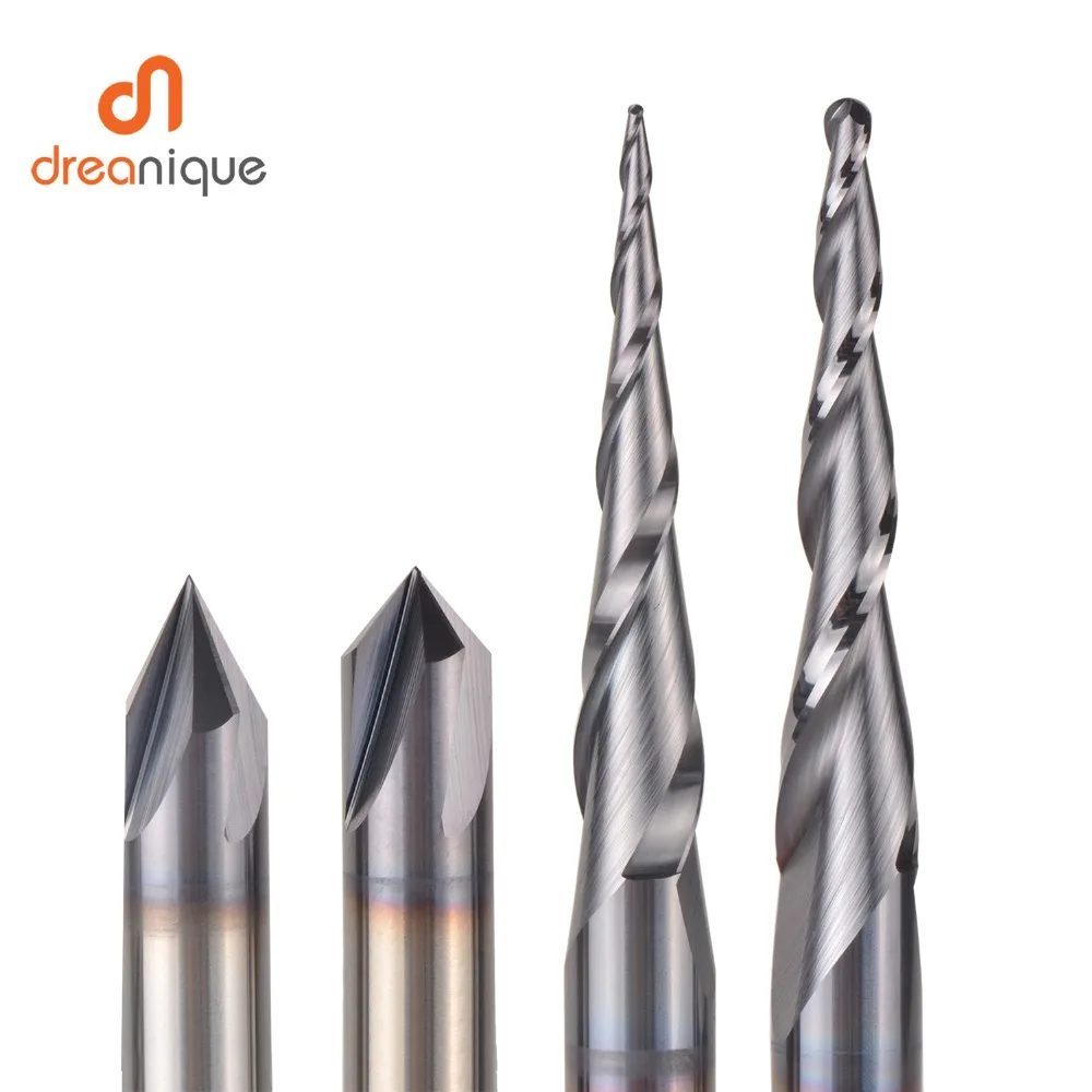 CNC Solid Carbide engraving bits milling cutter woodwork set 3.175mm 6.35mm 6mm shank router bits for carving wood tools