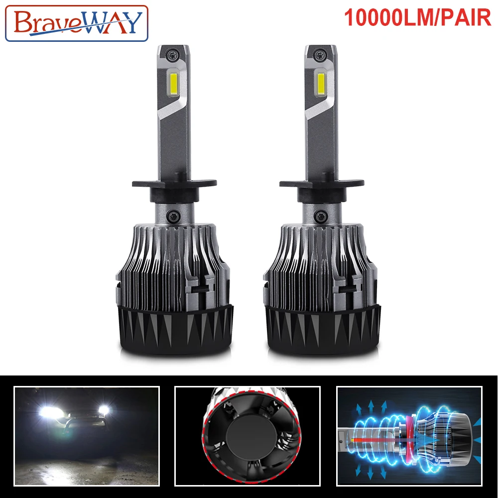 BraveWay H4 светодиодный H11 H1 HB3 HB4 HIR2 9012 H7 Canbus 10000LM 60 Вт/пара CSP автомобилей головной