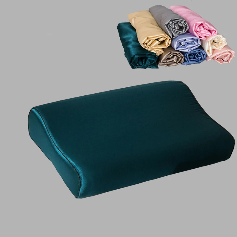 1 Pcs Luxury Satin Pillowcase 30cmx50cm/40cmx60cm Pure Color Luxury Comfortable Imtation Satin Memory Foam Pillow Cover 4