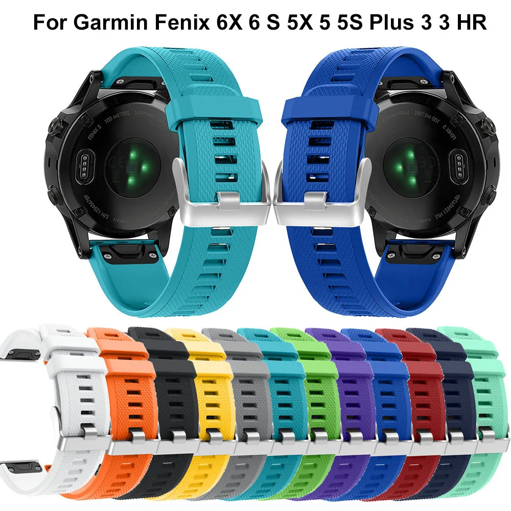 

20mm 22mm 26mm Soft Silicone Replacement wristband Watch Band bracelet strap for Garmin Fenix 6X 6 6S 5 5S 5X 3 HR Smart Watch