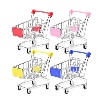 

Mini Supermarket Handcart,4Pcs Mini Shopping Cart,Supermarket Handcart Toy Model,Toy Cosmetic Storage,Sundries Storage