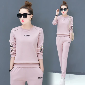

CNY2020 fashion korean style two piece set top and pants track suits woman set spring clothes for women lounge wear 2 piece sets
