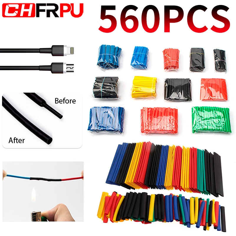 Heat Shrink Tube Kit Wire Cable Terminals 2 1 Shrink 560pcs Heat Tube Kit Assorted