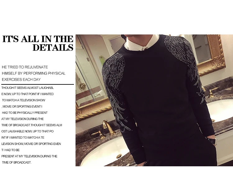 Серебряный свитшот с вышивкой,, осенняя Роскошная толстовка с пайетками Moleton Masculino Ropa De Hombre Sudaderas Hombre, модная Толстовка