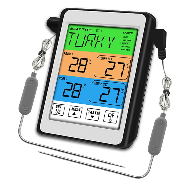 Digitális Hús Ételek Steak Hőmérő Kettős Szondákkal Sütő Grill Bbq Dohányos Rotisserie Konyha Intelligens Barbecue Kiegészítők