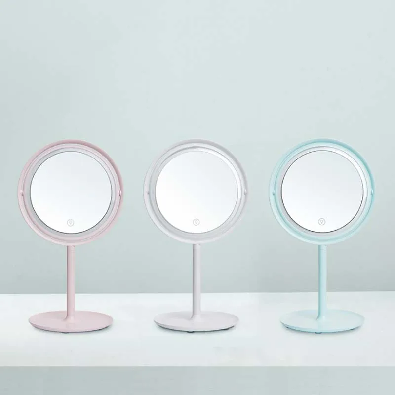 Vaidade de Carregamento Conduziu a Lâmpada Mesa com Luzes Round Desktop Espelho Rotativo Preenchimento Beleza Estudante Dormitório Vaidade Luz 20 a lâmpada mesa com luzes rotativo luz