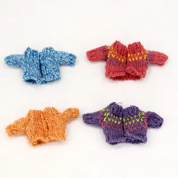 

New Cardigan Doll Outfit Clothes Accessories Striped Knit Sweater With Hat Xmas Gift for 1/12 BJD OB11