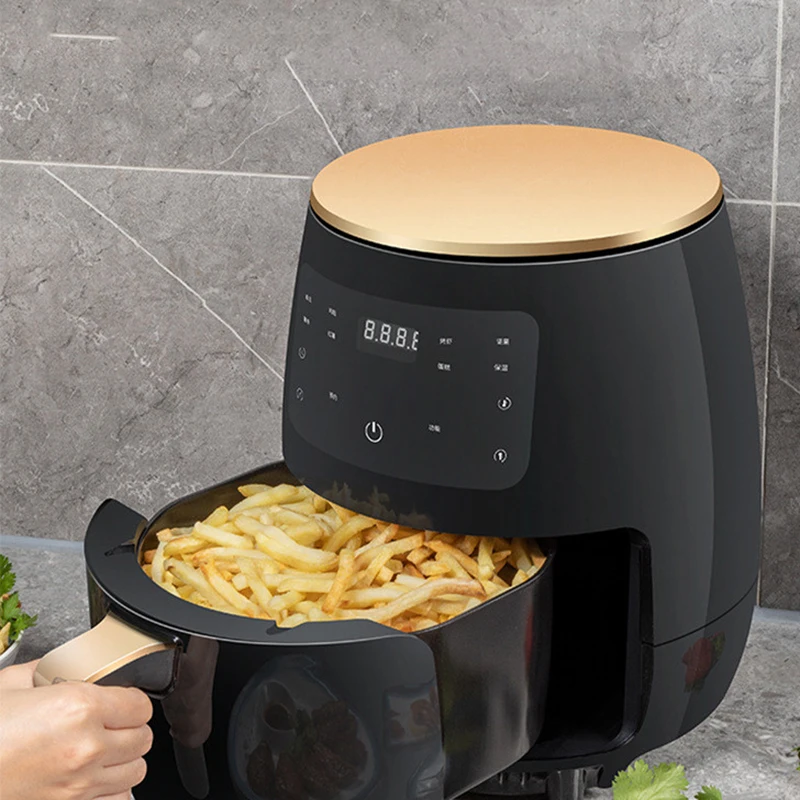 Freidora de aire eléctrica inteligente, horno de 4,5 l y 220V, sin aceite, tostadora doméstica, Rotisserie deshidratador, máquina LED táctil para patatas fritas