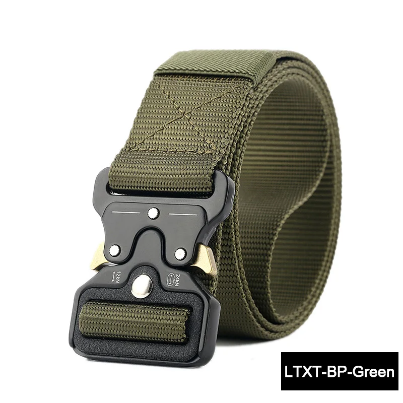 LTXT-BP-GREEN LiuWeiShun Heavy Duty Tactical Belts Men Waist Straps Army Military Equipment Hunting Nylon Belts With Znic Alloy Buckle - Цвет: LTXT-BP-GREEN