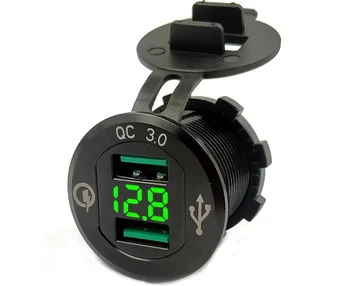 

Quick Charge 3.0 Dual USB Charger Socket Waterproof Power Outlet With LED Voltage Monitor For 12V/24V Car Boat
