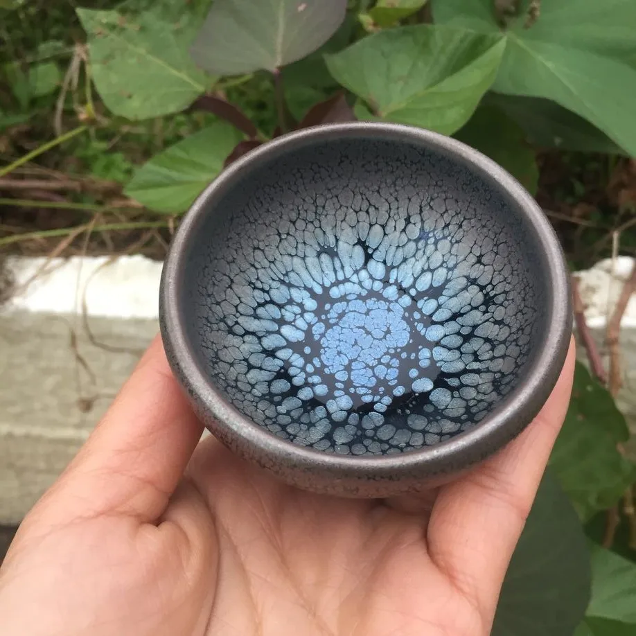 JZ202 Chinese Jian kiln tea bowl with oilspot glaze Small Tenmoku Tea Cup Natural Ceramic High Temporature Fired Eco-friendly tea cup