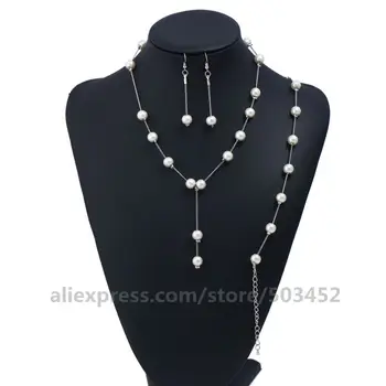 

120sets/lot Grace Beads Sets Necklace Simple Sweet Fashion Necklaces With Earring Bracelet Temperament Imitation Pearls Neckless