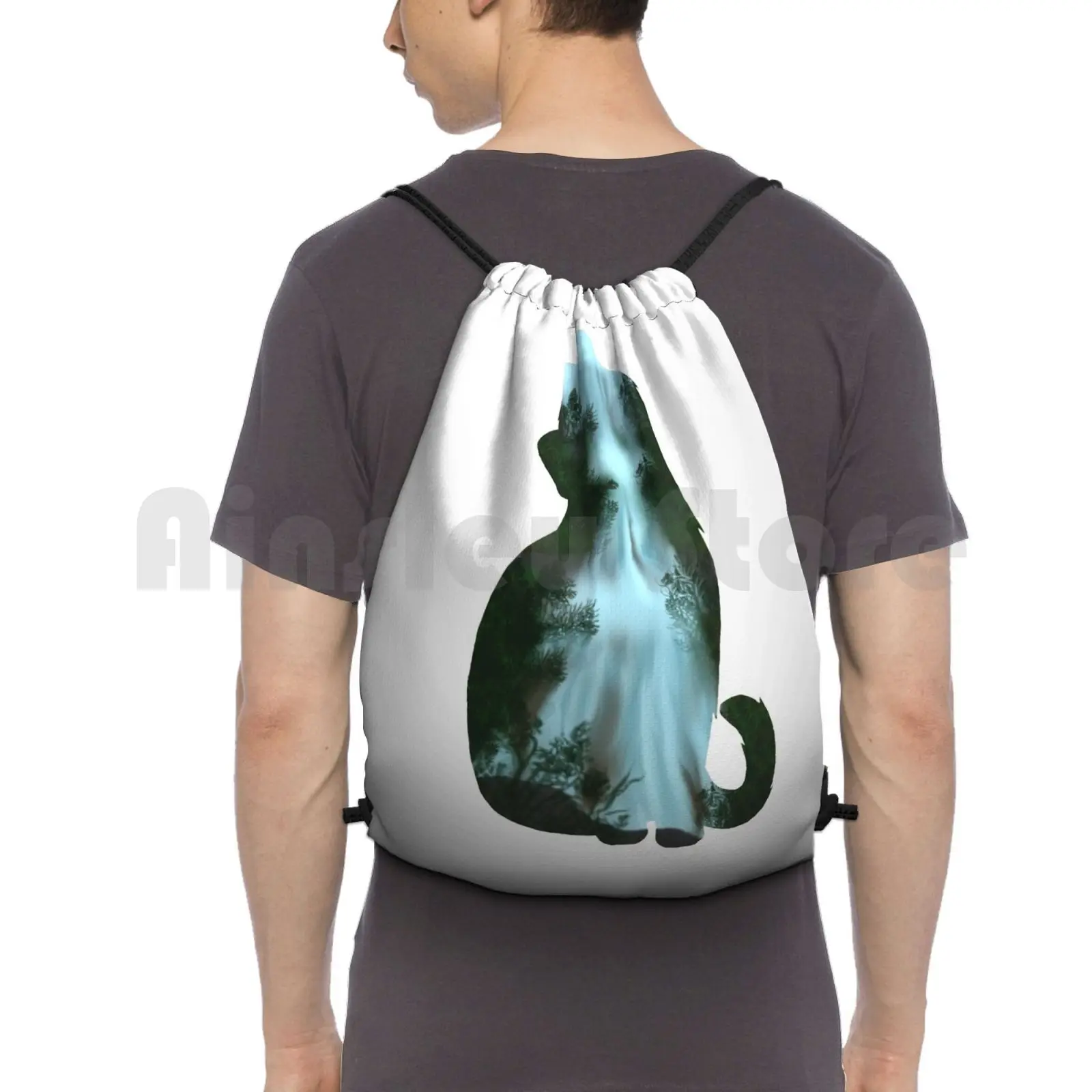 

Сумка для спортзала Riverclan с изображением кошки, водостойкая