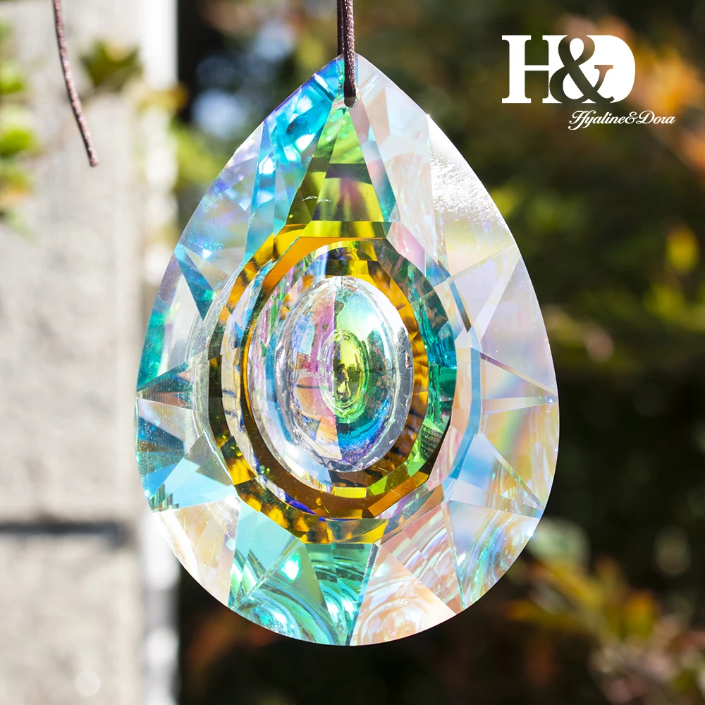 H& D Висячие призматические кристаллы, защита от солнца для окон, украшение 89 мм AB, детали для люстры, сделай сам, домашний Свадебный декор, аксессуары для рукоделия