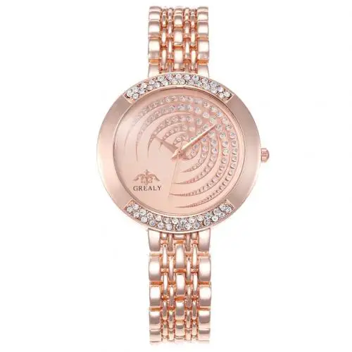 Rose Gold Модные часы женские роскошные круглые кварцевые часы наручные часы для женщин сетчатый ремешок золотые серебряные часы наручные часы для дам подарок - Цвет: Rose Gold