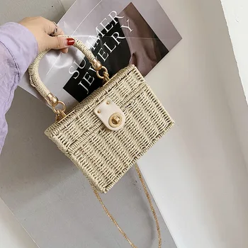 

Summer straw woven bag 2020 new wave fashion casual simple picnic woven women's shoulder bag wild chain crossbody bag