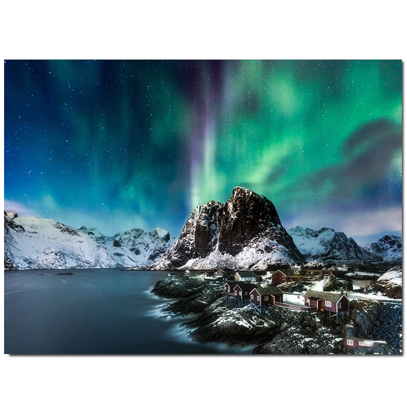 5d Diamond Painting Full Square Round Drill Cross Stitch Diy Diamond Embroidery Scenery Mountains Coast Lofoten Norway Aurora
