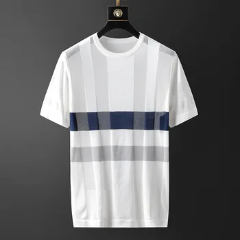 

Hollow Out T Shirt Men Ice Silk Viscose 2020 Summer Casual Thin Brand Business Black Tshirt Comfort Short Sleeve Free Shipping