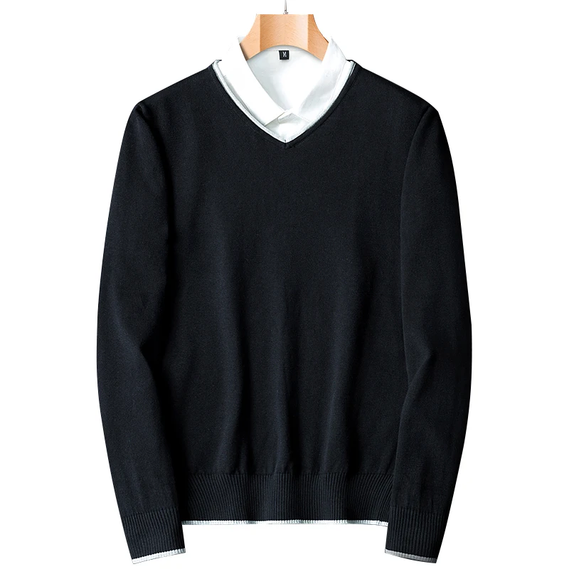 MuLS хлопковые свитера для мужчин с v-образным вырезом мужской свитер Пуловеры Джерси джемпер осень зима 4XL трикотаж Мужская одежда Новинка