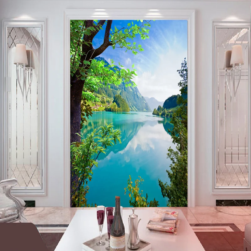 

Custom Photo Wallpaper Natural Scenery Landscape Mural Restaurant Aisle Customized Wallpaper