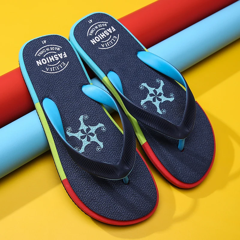 

Summer Rainbow Blue Men Slippers Pattern Printing Non slip Mens Flip Flops Comfortable Fashion Loafers Shoes Zapatos Hombre 2020