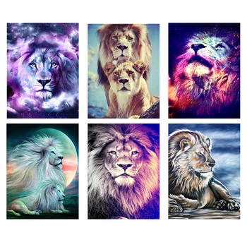 

5D DIY Diamond Embroidery Lion Full Square round Diamond Painting Cross Stitch Animals Mosaic Rhinestone paint by diamand art