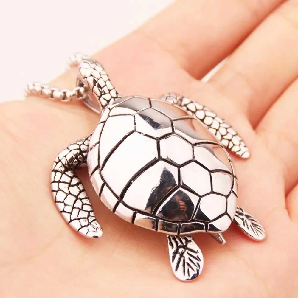 New Trendy Sea Turtle Pendant Necklace Fashion Stainless Steel Animal Cute Accessories Party Gift Four Colors Wholesale