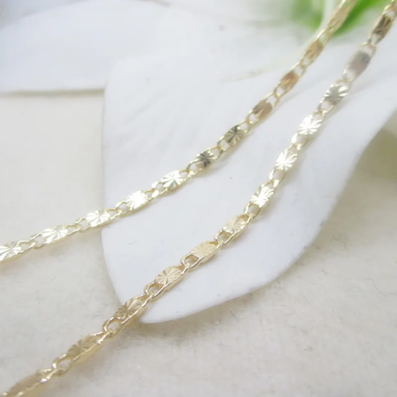 

K color filled Gold color thin carved square embossed Chains for making DIY jewelry accessories 1.7mm 1 meter
