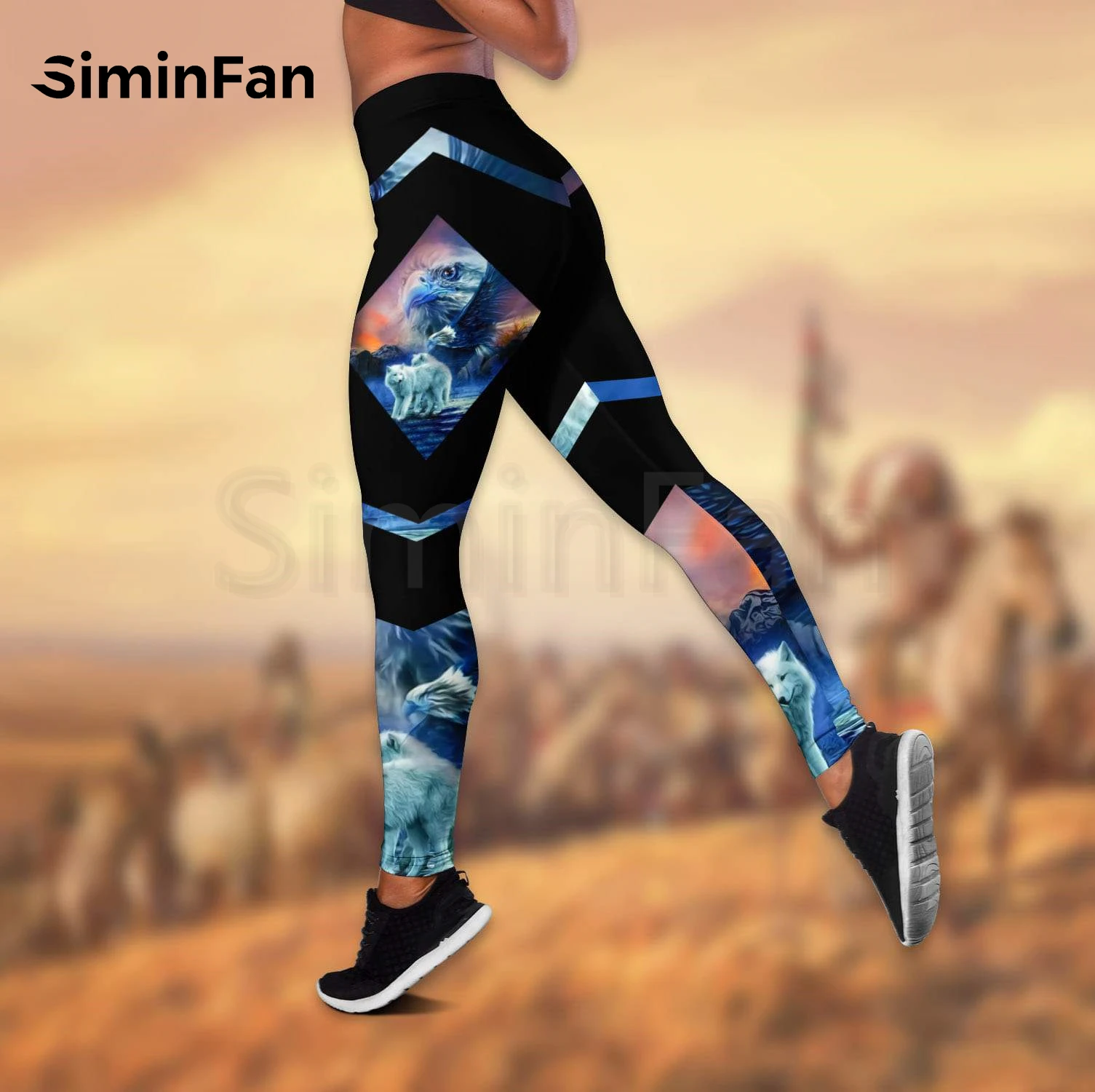 Galaxy Wolf Lion Eagle Combo Outfit Two Piece Yoga Sets Women 3D Printed  Hollow Out Tank Top Leggings Summer Vest Casual Pant 02 - AliExpress