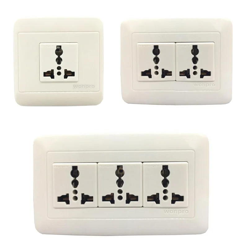

US UK EU AU Universal Socket Wall Power Socket Panel Panel Mount Power Socket 1/2/3 AC Outlet For Industry Assembly Line