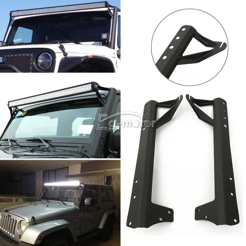 Лобовое стекло 5" прямой светодиодный световой бар Монтажный кронштейн для Jeep JK 07-15 Wrangler