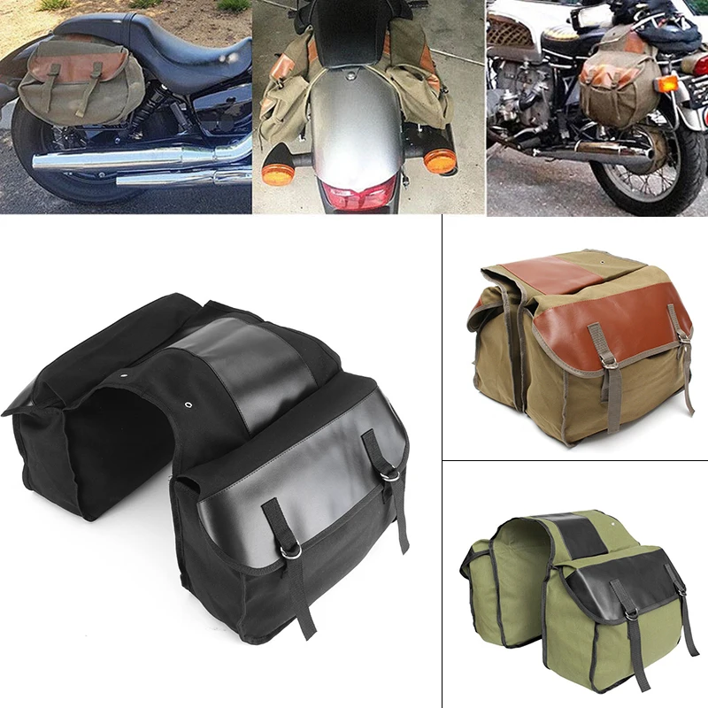 

Universal Motorcycle Saddle Bag Travel Tool Storage Canvas Box Bicycle Pack
