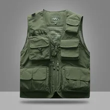 Группы настраиваемый жилет мужской тонкий Открытый Мульти-Карманы Рыбалка репортёра фотографа жилет пальто 7898