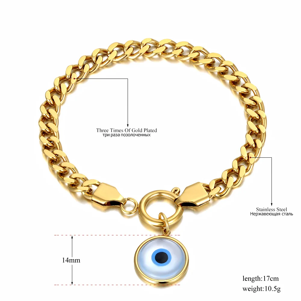 JeeMango Edelstahl-Armreif mit Fatima-Hand-Anhänger für Damen, exquisiter goldfarbener Popcorn-Ketten-Schmuck, брелок B23088 – Detail 5