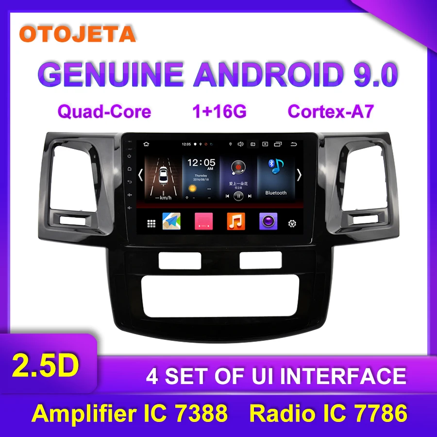 

Factory direct sales OTOJETA Android 9.0 Car Multimedia Radio For Toyota Hilux Fortuner AT Video tape recorder GPS Navigation