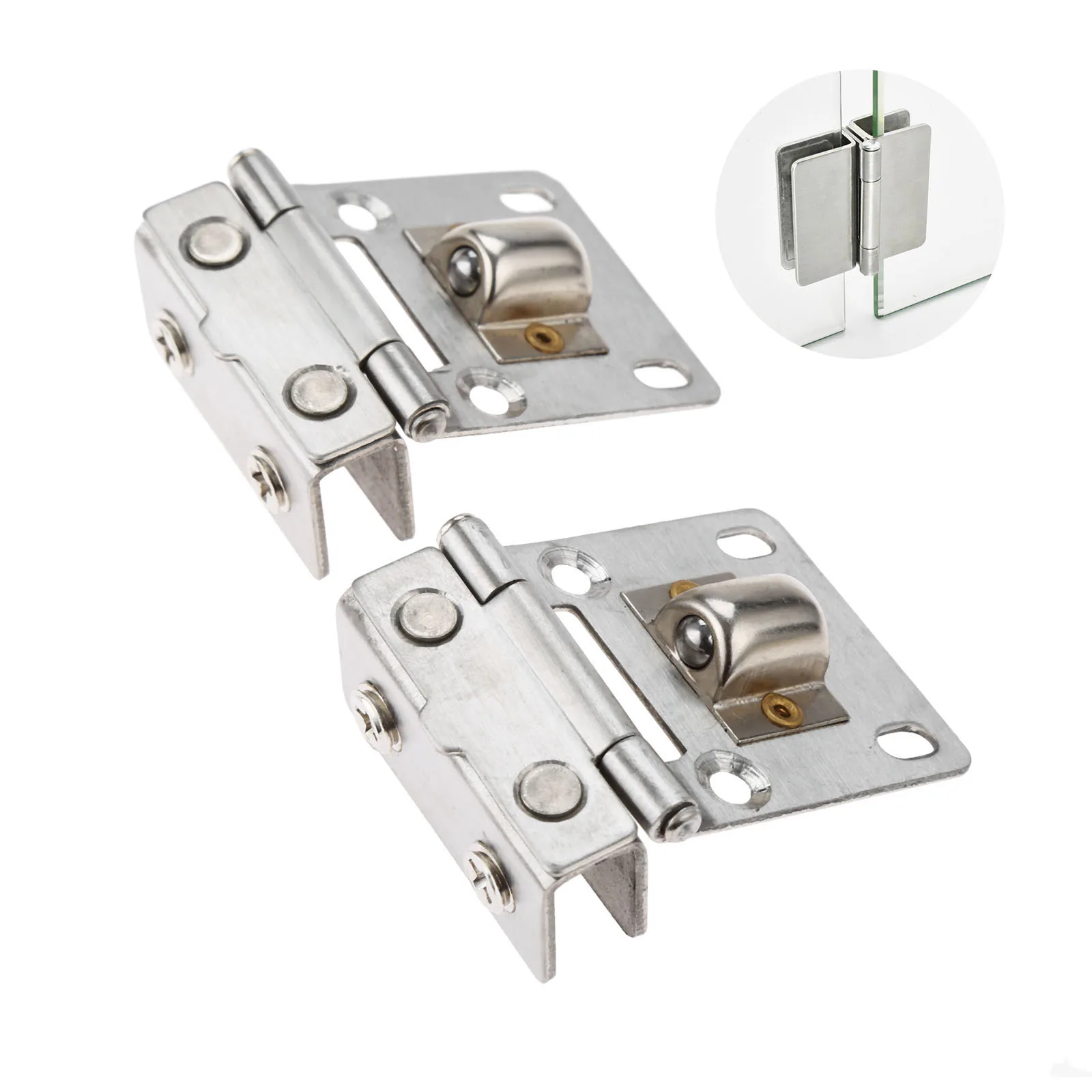 

90Degree Wall Mount Glass Door Hinge Glass Clamp Stainless Steel Durable Cabinet Door Hinge Bathroom Furniture Cupboard
