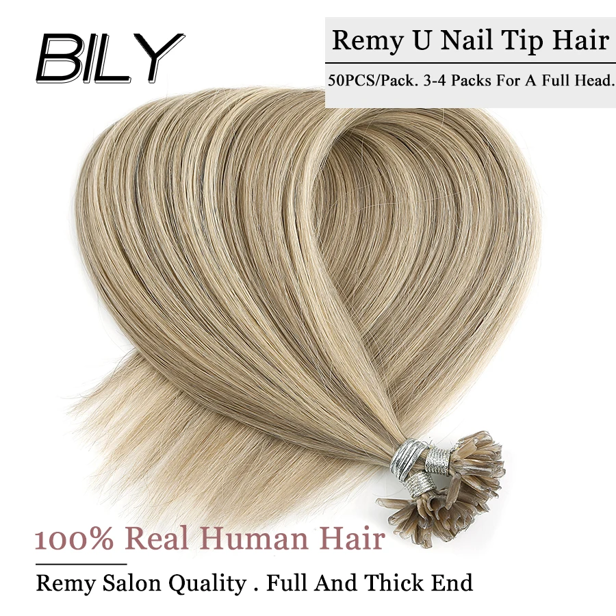 Натуральные неповрежденные волосы BILY U Nail Tip Кератиновое соединение наращивание человеческих волос в