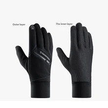 Перчатки для велоспорта, теплые перчатки, универсальные, для спорта на открытом воздухе, Нескользящие, с сенсорным экраном, для катания на лыжах, водонепроницаемые, с карманом на молнии, плюс бархат