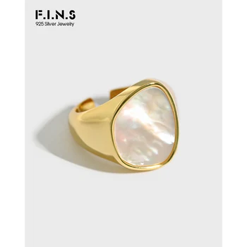 

F.I.N.S Simple Design Shell S925 Sterling Sliver Rings for Women Geometric Opening Cuff Ring Fashion Fine Jewelry