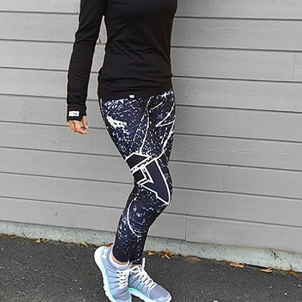 Зимние женские леггинсы для фитнеса, для девушек, спортивные Леггинсы для спортзала, с принтом, для тренировок, бодибилдинга, бега, пуш-ап, с высокой талией, для йоги, спортивные штаны